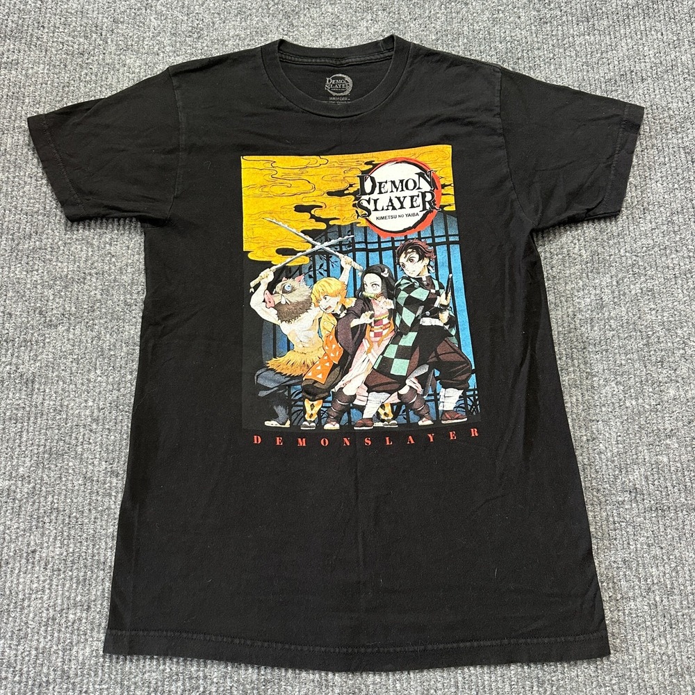 Demon Slayer Anime Graphic Tee Mens Size M 38/40 Black Cotton Short Sleeve